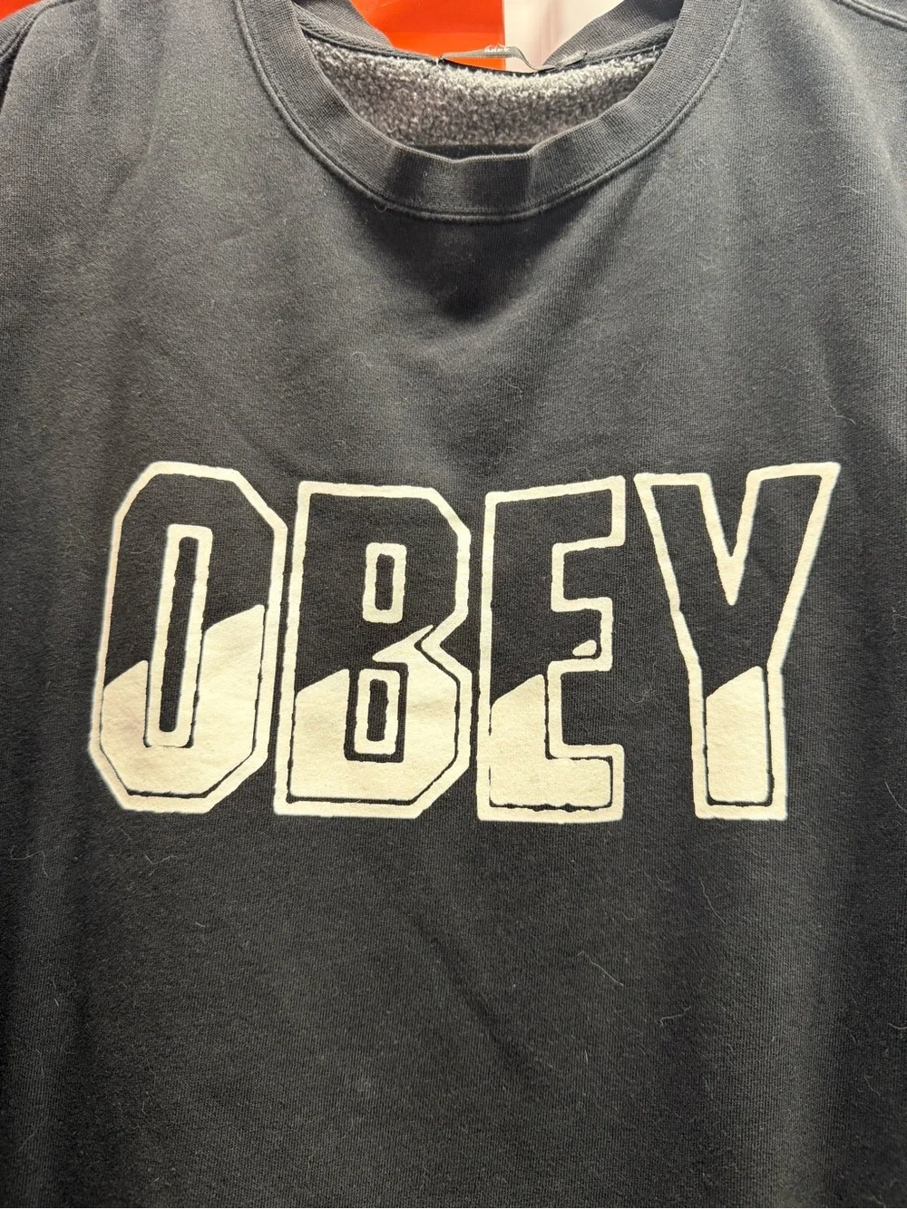 Obey Black Crewneck with White Block Logo